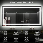 LOAAO 60X36 LED Bathroom Mirror with Lights, Anti-Fog, Dimmable, Backlit + Front Lit, Lighted Bathroom Vanity Mirror for Wall, Memory Function, Tempered Glass, ETL Listed