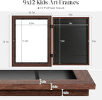 [3Pack] Kids Art Frames, 9x12 Front Opening Kids Artwork Frames Changeable, Brown Artwork Display Storage Frame for Wall, Holds 50 Pcs, for 3D Picture, Crafts, Children Drawing, Hanging Art, Portfolio