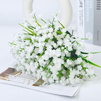 Ouddy Decor 24 Bundles Artificial Flowers for Outdoors UV Resistant Fake Plastic Plants Faux Boston Fern Greenery Stems for Spring Summer Indoor Garden Patio Window Box Kitchen Home Decor, White