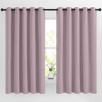 NICETOWN Room Darkening Curtain Panels 66 - Window Treatment Energy Saving Thermal Insulated Solid Grommet Room Darkening Drapes for Living Room (Baby Pink, 1 Pair, 66 by 66-Inch)