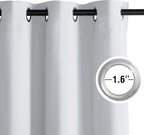 NICETOWN Greyish White Ring Top Panels - Thermal Insulated Shades for Nursery, Kids Room, Yard, Closet, Garage - Breathable Fabric, Privacy Assured, 2 Panels, W52 x L95