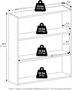 Furinno Basic Book Shelf, 3-Tier Bookshelf, Cube Storage Organizer Bookcase with Open Shelf, 7 x 24 x 26, for Living Room, Bedroom, Home Office, Espresso