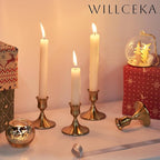 Gold Taper Candle Holder, Brass Candlestick Holders, Vintage Metal for Table Centerpieces Wedding Christmas Decor (Gold, 2 Pcs)
