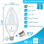 Sailstar Candelabra Light Bulbs 60 Watt Equivalent, 5000K Daylight, 5W E12 Small Base Type B LED Bulbs, 500 Lumens, Chandelier Ceiling Fan Light Bulbs, CRI 85, Non-dimmable, Pack of 10