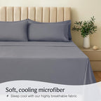LuxClub 4 PC King Size Sheet Set Bed Sheets Deep Pockets Wrinkle Free Cooling Bed Sheets Machine Washable Hotel Bedding Silky Soft - Light Grey King