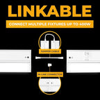 LED Under Cabinet Lighting Hardwired - 3CCT 40 Inch White Finish - Undercabinet Lights for Kitchen - Linkable Undercounter Dimmable Plug in Light or Hard Wired - Under Counter Fixture Direct Wire