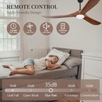 Obabala Ceiling Fans with Lights and Remote, 60inch Outdoor Ceiling Fan 3 Solid Wood Blades Fan with 3 Downrods for Patios, Modern Ceiling Fan with Noiseless Reversible DC Motor (Solid Wood, 60in)
