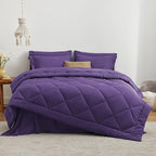 Love's cabin King Size Comforter Set Purple, 7 Pieces King Bed in a Bag, All Season Bedding Sets with 1 Comforter, 1 Flat Sheet, 1 Fitted Sheet, 2 Pillowcase and 2 Pillow Sham