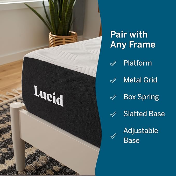 Lucid 10 Inch Memory Foam Mattress - Plush Feel - Infused with Refreshing Bamboo Charcoal and Cooling Gel - Bed in a Box - Temperature Regulating - Pressure Relief - Breathable - California King Size