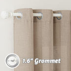 RYB HOME Extra Wide Semi Sheer Curtains, Grommet Easy Sliding Room Divider for Office Bedroom Separation, Large Window Curtains for Sliding Glass Door, Khaki, W 100 x L 95, 1 Pcs