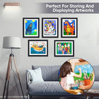 4-Pack Kids Artwork Frames Changeable - Kids Art Frame,Artwork Frames for Kids Art,Children Art Projects Kids Art Frames,8.5x11 Picture Frame for Display Kid Art work,With Storage(Black)