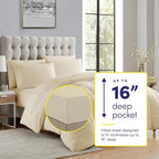 Sweet Home Collection 5 Piece Comforter Set Bag Solid Color All Season Soft Down Alternative Blanket & Luxurious Microfiber Bed Sheets, Beige, Twin
