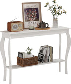 ChooChoo 47 Inch Narrow Console Table, Chic Accent Sofa Table, Entryway Table, White