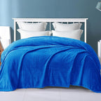 Exclusivo Mezcla Fleece King Size Blanket for Bed, 90x104 Inches Soft Cozy Jacquard Flannel Blankets, Lightweight Fuzzy Plush Warm for Winter, Cobalt Blue