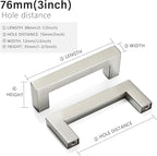 Cabinet Pulls Brushed Nickel Cabinet Handles Square Drawer Pulls, 40 Pack 3 Inch Stainless Steel Kitchen Door Cupboard Cabinet Handles, Cabinet Hardware Drawer Handles, 76mm Hole Centers