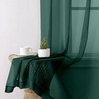 Aiyufeng Hunter Green Sheer Curtain Drapes 84 Inch Length 2 Panels for Living Room, Light Filtering Voile Green Drapes for Bedroom, Patio, Sliding Door, Each 40" W x 84" L