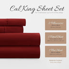 Linen Market Double-Brushed Microfiber California King Sheet Set 4 Piece – Oeko-TEX Certified Ultra Soft & Wrinkle-Free - 16" Deep Pocket Sheets Easy Care Cal-King Size - Burgundy