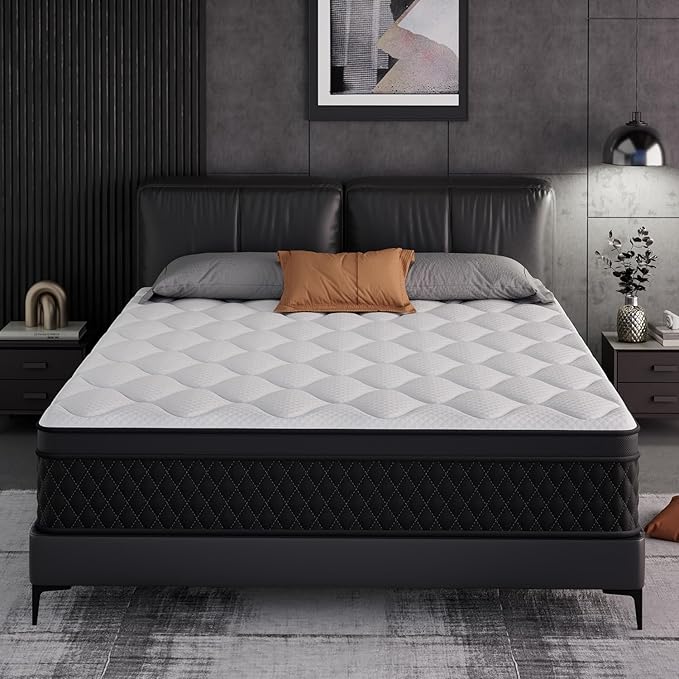 ELEMUSE Twin Mattress, 12 Inch Hybrid Memory Foam Mattress in a Box, Pressure Relieving Comfort, Individual Pocket Springs for Motion Isolation, Medium Firm, CertiPUR-US Certified, Fiberglass Free