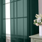 Aiyufeng Hunter Green Sheer Curtain Drapes 96 Inch Length 2 Panels for Living Room, Light Filtering Voile Green Drapes for Bedroom, Patio, Sliding Door, Each 42" W x 96" L
