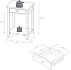 Casual Home Owl Night Stand with USB Port Charging Station and Drawer, 17.5"W x 14.25"D x 24.5"H, Warm Brown
