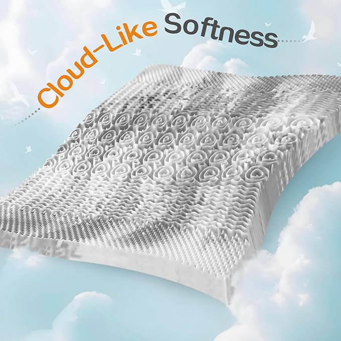 SINWEEK Mattress Topper Memory Foam Mattress Topper 1.5 Inch Queen Soft Mattress Pad for Pressure Relief, 5-Zone Design, CertiPUR-US Certified, Gray