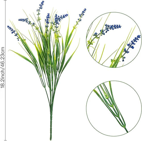 12 Bundles Outdoor Artificial Plants Flowers UV Resistant Fake Tall Grass Plants Bushes Faux Tropical Shrubs for Outside Window Box Planter Front Porch Yard Patio Floral Arrangement