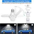 4Pack LED Garage Light Bulb,Mini 50W LED Garage Ceiling Lights 4 Adjustable Panels,5000Lumen Garage LED Light Bulb,E26 6500K Daylight LED Shop Lights for Garage,Kitchen,Indoor,Attic Light