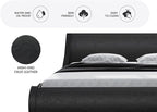 SHA CERLIN Modern Low Profile Platform Bed Frame Queen Size, Stylish Faux Leather Upholstered Sleigh Bed with Adjustable Headboard, No Box Spring Needed, Glossy Black