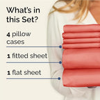 Full 6 Piece Sheet Set - Comfy Breathable & Cooling - Ultra Soft Hotel Luxury Bedding Set with 8-16 Inch Deep Pockets - 1 Flat & 1 Fitted Sheet & 4 Pillowcases - Cozy, Wrinkle Free & Easy Care - Coral