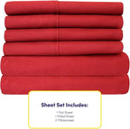 Twin XL Size Bed Sheets - 4 Piece 1500 Supreme Collection Fine Brushed Microfiber Deep Pocket Twin X-Large Sheet Set Bedding - 1 EXTRA PILLOW CASES, GREAT VALUE, Twin XL, Samba Red