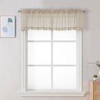 Chyhomenyc Sheer Taupe Valances for Windows 2 Pack, Small Window Curtains for Living Room Bathroom Cafe Laundry Basement, Modern Top Dual Rod Pocket Voile Curtain, 42W x 18L inches, Taupe