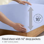 LuxClub 4 PC Sheet Set Bed Sheets Deep Pockets 16" Eco Friendly Wrinkle Free Cooling Machine Washable Hotel Bedding Silky Soft - Sky Blue Full