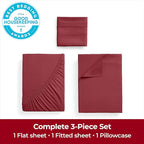 Mellanni Twin XL Sheets Set - 3 PC Iconic Collection Bedding - Hotel Luxury, Extra Soft, Cooling Bed Sheets - Wrinkle, Fade, Stain Resistant (Twin Extra Long, Brick Red)