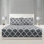 Mejoroom Full Bed Sheet Set - Super Soft Brushed Microfiber 1800 Thread Count Sheets with 16 inch Deep Pocket - Wrinkle Free - 4 Piece(Full, Gray Quatrefoil with White Pattern)