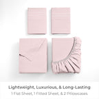 Mellanni Queen Sheets Set - 4 PC Iconic Collection Bedding - Hotel Luxury, Extra Soft, Cooling Bed Sheets - Wrinkle, Fade, Stain Resistant (Queen, Blush Pink)