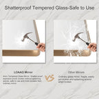 LOAAO 60”X28” Gold Bathroom Mirror, Rounded Rectangle Gold Frame Mirror, Brushed Gold Bathroom Vanity Mirror Wall-Mounted, Anti-Rust, Tempered Glass, Hangs Horizontally or Vertically