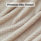 NEWCOSPLAY Super Soft King Blanket Linen Premium Silky Flannel Fleece Leaves Pattern Lightweight Bed Blanket All Season Use (Linen, King(90"x110"))