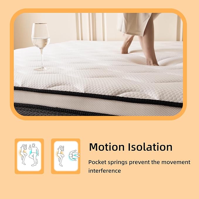 King Size Mattress, 12 Inch King Mattress in a Box, Memory Foam Hybrid Mattresses with Individual Pocket Spring for Motion Isolation & Silent Sleep, Pressure Relief, Medium Firm
