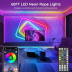AILBTON 60Ft Neon Rope Lights,Flexible Led Rope Lights Control with App/Remote,Multiple Modes Rope Lights,IP65 Outdoor RGB Led Neon Light Waterproof,Music Sync Gaming
