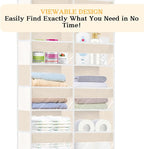 Over the Door Organizer 6 Tiers, Extra Large Behind Door Storage of 12 Compartments,80 lbs Weight Capacity Hanging Storage Organizer with Clear Window Kids Toys, Shoes, Diapers,Beige