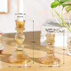 DARJEN Gold Candlestick Holders Set of 4 - Vertical Stripe Glass Candle Holders for Candlesticks and Taper Candles, Taper Candle Holder for Wedding, Party, Home Decor & Table Centerpieces