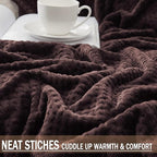 Exclusivo Mezcla Fleece Bed Blanket King Size, Super Soft and Warm Blankets for Couch, Sofa and Bed Waffle Textured, Cozy, Fuzzy and Lightweight (Coffee, 90x104 Inches)