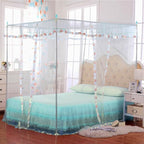 Canopy Bed Curtains Twin - 4 Corner Canopy for Beds, Bed Canopy for Girls Adult, Bedroom Decor (Twin Size, Light Blue)