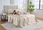 Pure Bamboo Full Sheets, Genuine 100% Organic Viscose Derived from Bamboo Bed Sheet Set, Luxuriously Soft & Cooling, Double Stitching, Lifetime Quality Promise (Full, Creme)