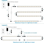 Litever Under Cabinet Lights Plug in, 6 pcs 12 Inches LED Light Strip Bars. Super Bright Dimmable Linkable for Kitchen Counter Above Cabinets Shelf Workbench Desk Closet Lighting. Daylight 5000K