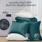 HEVUMYI Full Comforter Set - 7-Piece All Season Bed in a Bag Full, Ultra Soft Bedding Set with Comforter, Flat Sheet, Fitted Sheet, Pillowcases, Pillow Shams, Peacock Blue & Ivory