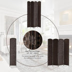Rose Home Fashion Room Divider, 6 ft Tall Room Dividers and Folding Privacy Screens, 16in Privacy Screen 4 Panel Dark Coffee Space Temporary Wall Foldable Partition Separation