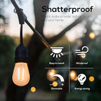 Banord 50 Pack Dimmable 2W S14 Replacement LED Bulbs, 2700K Warm White Waterproof Outdoor String Lights, Vintage Filament, Shatterproof E26 Screw Base Edison Light Bulbs