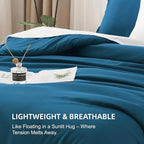 Litanika Comforters Teal Oversized Queen Size, 3 Pieces Lightweight Solid Bedding Set & Collections, All Season Fluffy Bed Set (98x98In Comforter & 2 Pillowcases)