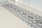 Custom Size Southwestern Style Runner Rug Mat for Wide Hallway Entryway Kitchen Laundry Room with Slip Resistant Latex Rubber Backing, Aztec Light Grey, 31 inch X 15 feet